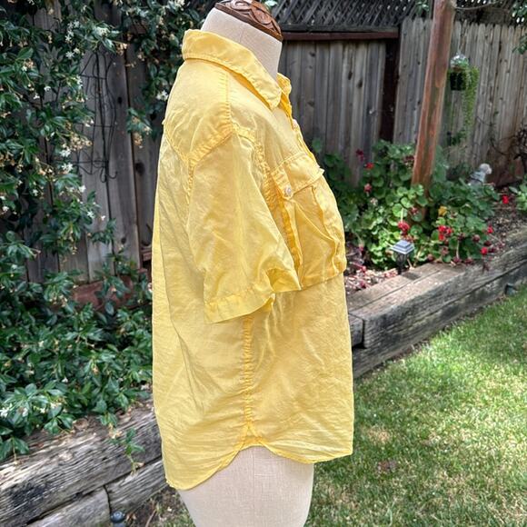 Dr. Martens Button Down Yellow Voile Sheer Shirt Women's Size Small - Picture 3 of 12